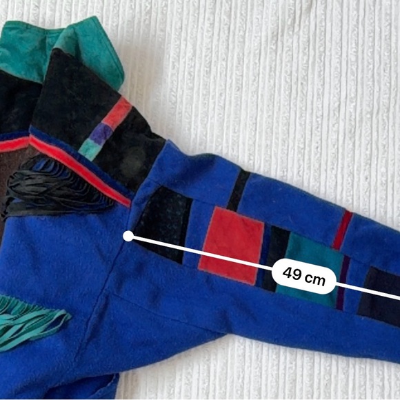 Vintage SFR Southwestern Boho Patchwork Bomber Fleece Jacket | Size L - Picture 8 of 8